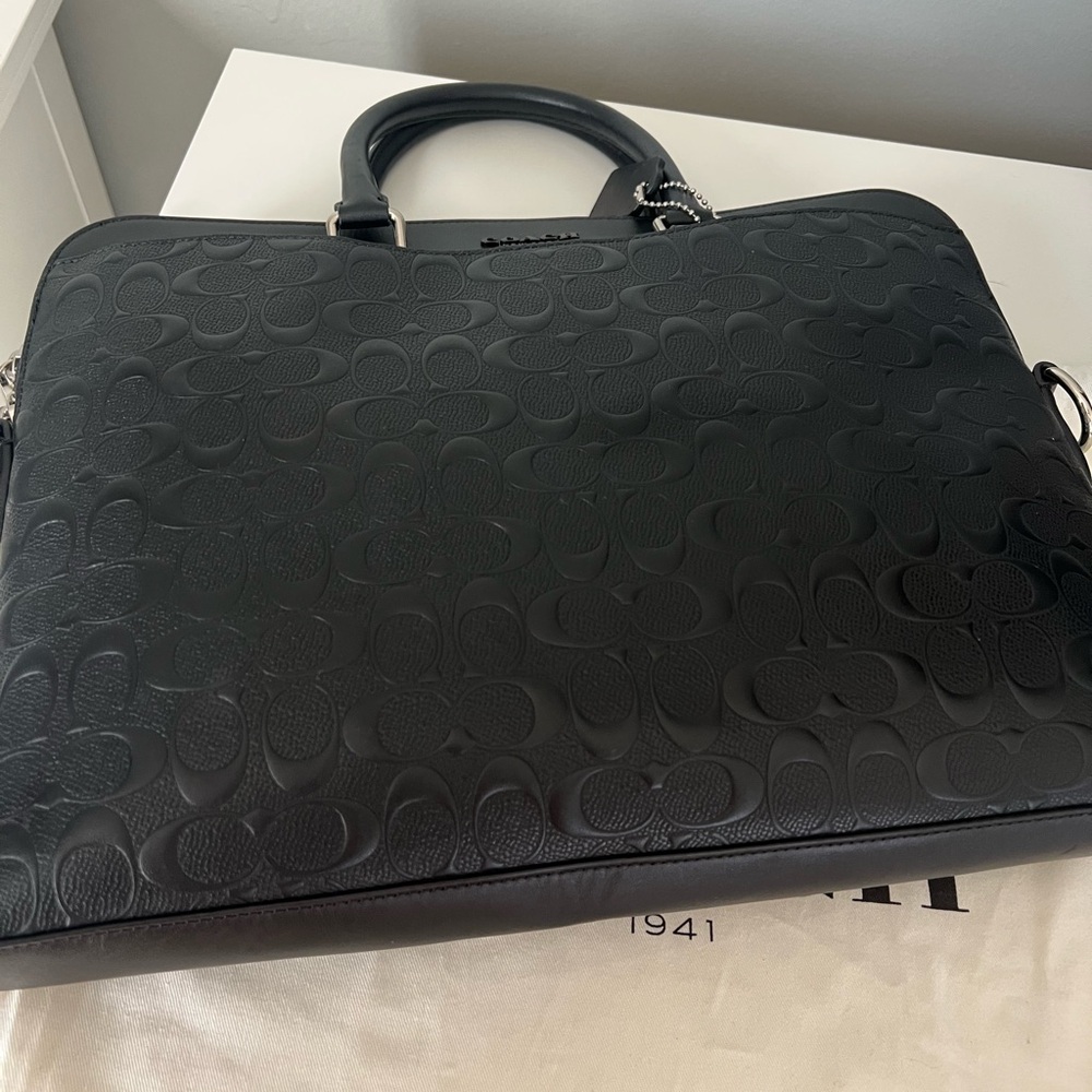 COACH BECKETT PORTFOLIO BRIEF IN SIGNATURE LEATHER - Picture 3 of 10